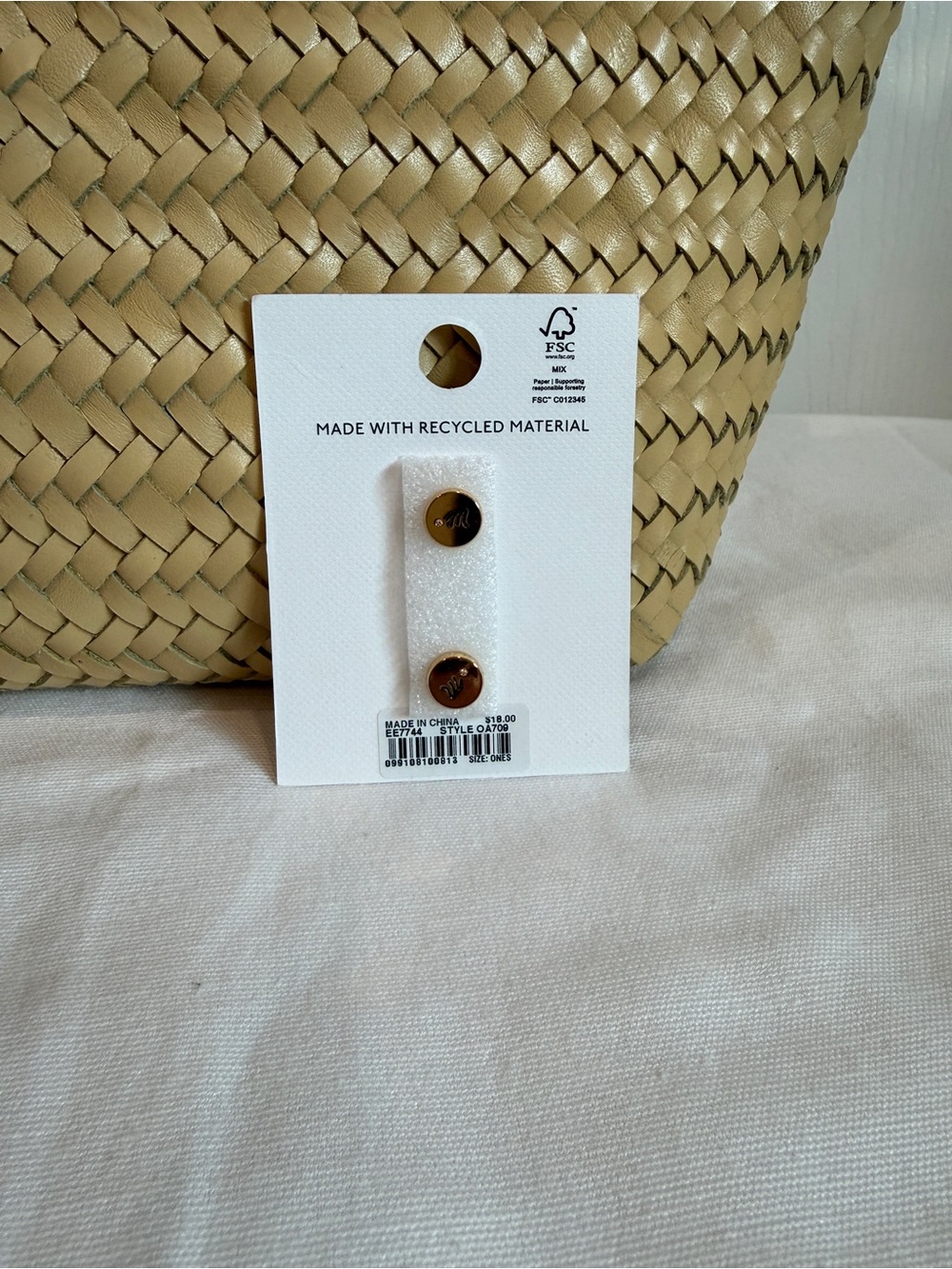 Madewell Woven Mini Leather Tote Bag and Bag Pins - Picture 5 of 8
